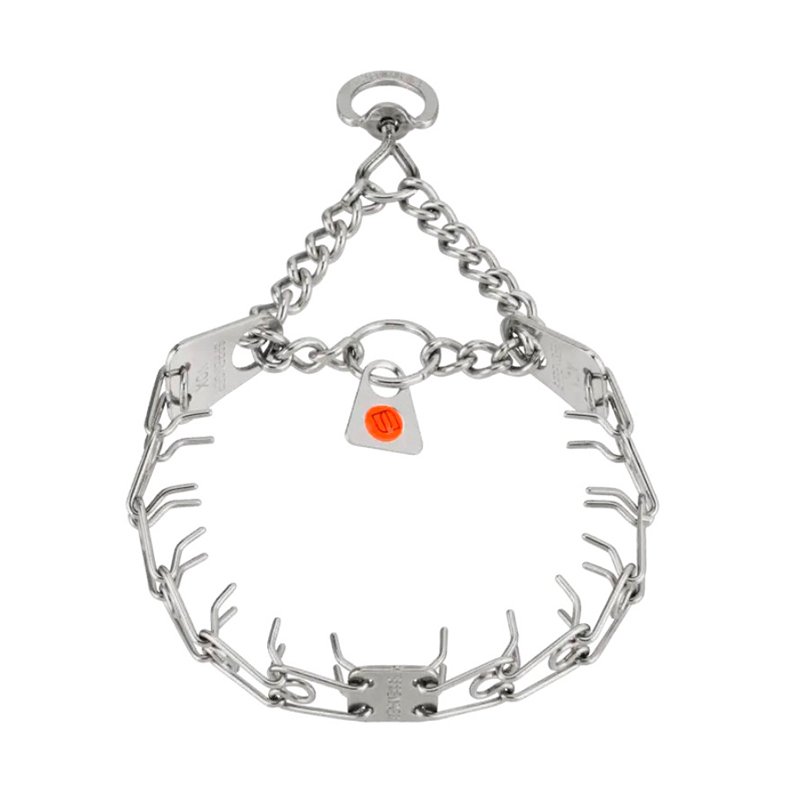 (image for) MICRO-PLUS Stainless Steel Training Prong Collar with Center-Plate, Assembly Chain and Swivel (1.5 mm x 13 inches) Herm Sprenger